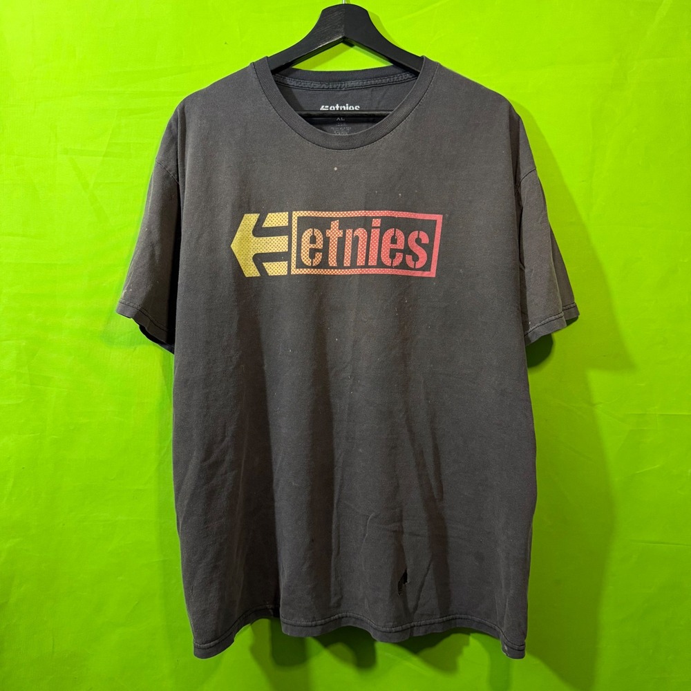 Etnies Mens Graphic T-Shirt XL Black Logo Skate Streetwear Short Sleeve Cotton